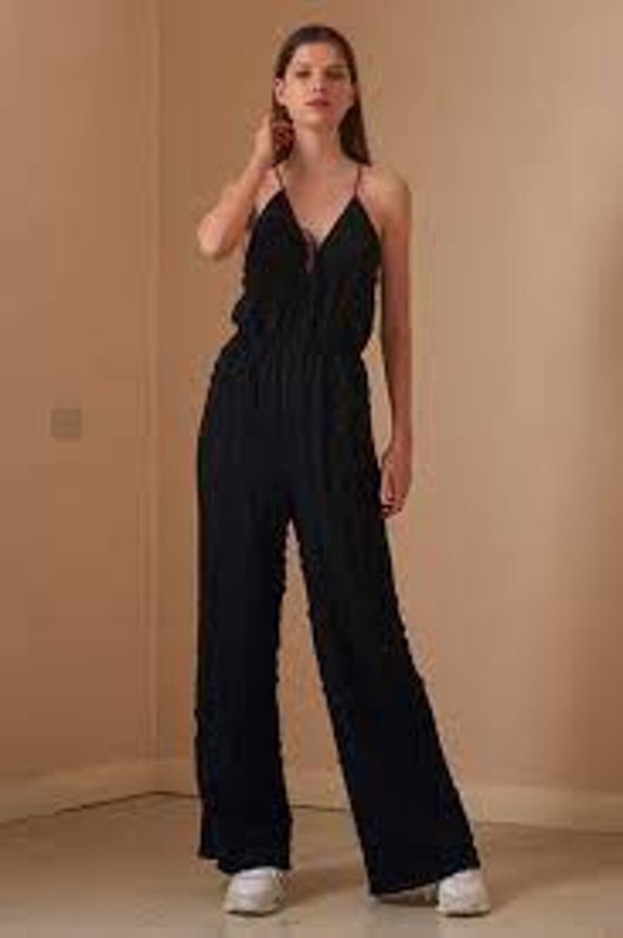 The Fifth Label Florence Jumpsuit Wide Leg Black Textured Fabric Sleeveless XS